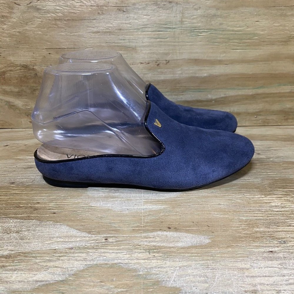 Vionic Carnegie Flats Womens 5 Blue Suede Slip On Comfort Shoes